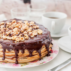 Chocolate and Hazelnut Crepe Cake