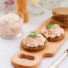 Smoked Salmon, Cream Cheese, Dill and Horseradish Pate on Rye Br