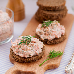 Smoked Salmon, Cream Cheese, Dill and Horseradish Pate on Rye Br