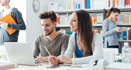 Friends studying together