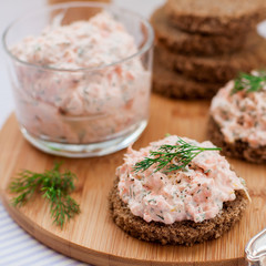 Smoked Salmon, Cream Cheese, Dill and Horseradish Pate on Rye Br