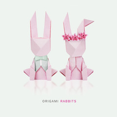 Easter origami couple rabbits