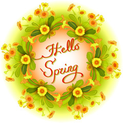 Orange yellow primroses wreath.