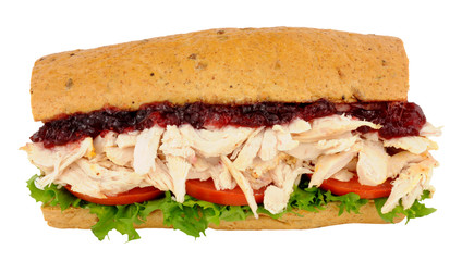 Chicken And Salad Sandwich With Cranberry Jelly