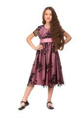 Fototapeta premium Long haired girl of six years in a summer dress