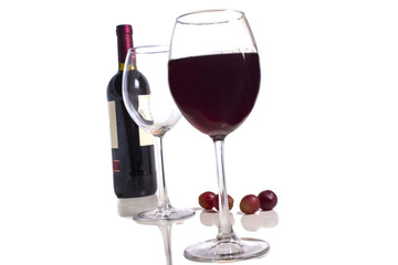 I poured a glass of wine with bottle and empty glass