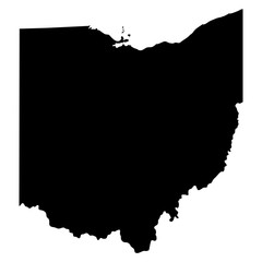 Ohio black map on white background vector - obrazy, fototapety, plakaty