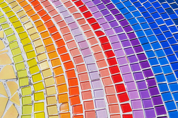 Colorful mosaic flooring or walls.