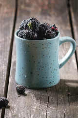 Fototapeta na wymiar Mug of blueberries