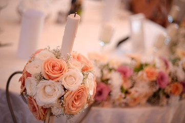Decorative flowers at a wedding