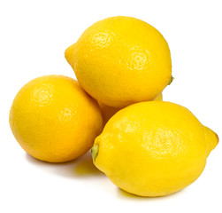 Fresh organic lemons, isolated on white background.