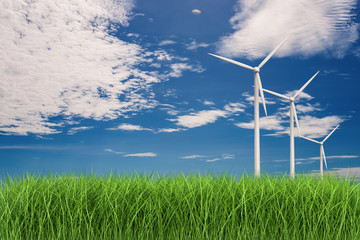 wind turbines in grass field