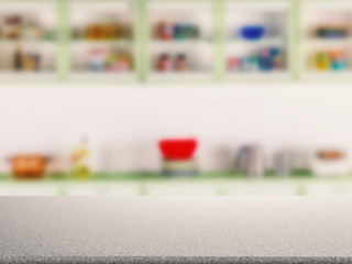 grey counter top with kitchen cabinet background