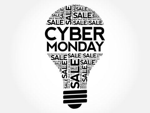 Cyber Monday bulb word cloud, business concept background