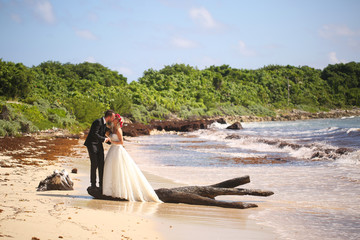 Lovely happy couple after wedding