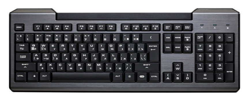 The keyboard for the computer isolated on a white background.
