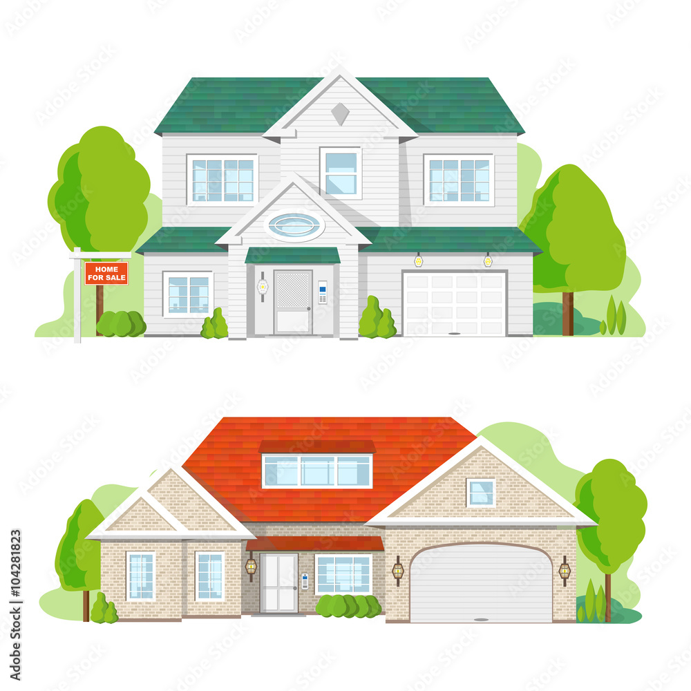 Wall mural house on white background