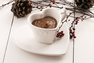 Valentine's day celebration with hot chocolate