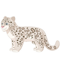 Cartoon smiling  Snow Leopard