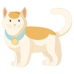 Cartoon white and orange cat