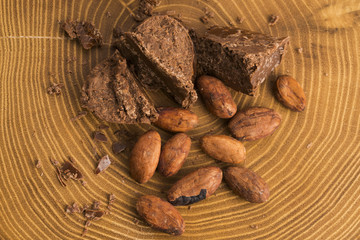 Chopped chocolate with cacao