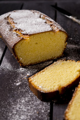 Lemon cake on corn flour with lemon liqueur 
