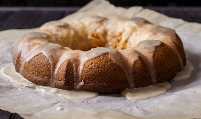 Ginger cake with lemon glaze 