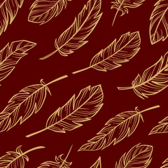 Fototapeta na wymiar Vector feathers seamless pattern