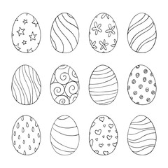 Easter eggs set with pattern. Vector illustration