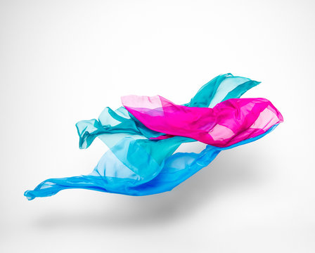 set of multicolored fabric in motion