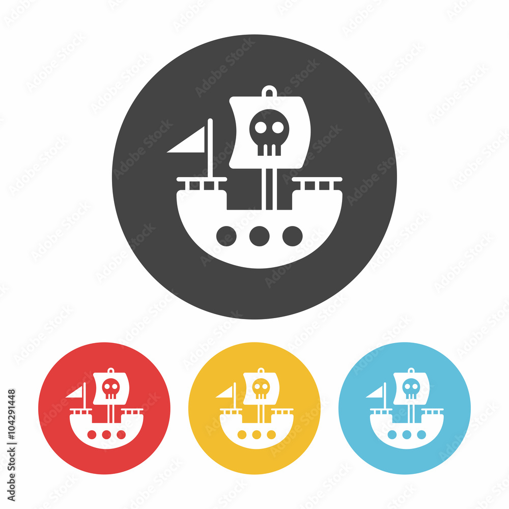 Sticker pirate ship icon