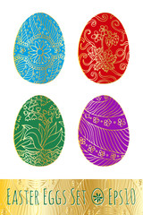 Easter eggs set with pattern. Vector illustration