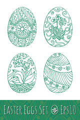 Easter eggs set with pattern. Vector illustration