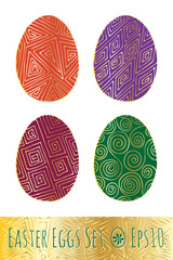 Easter eggs set with pattern. Vector illustration