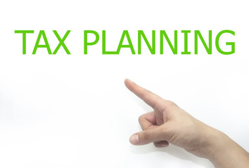 woman hand writing tax time on a transparent wipe board. isolated on white background