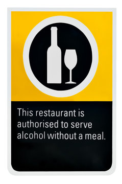 Hinweisschild: Erlaubnis zum Alkoholausschank in einem australischen Restaurant