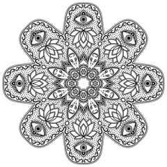 Vector henna tatoo mandala. Mehndi style.
