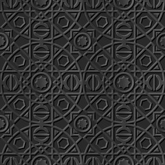 Seamless 3D elegant dark paper art pattern 113 Round Square Line
