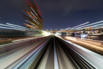 Fototapeta na wymiar Motion blur of a city and tunnel