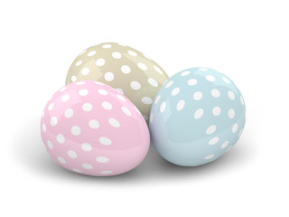  3d pastel easter eggs isolated on white background