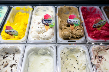 Choices of ice-cream flavors on display