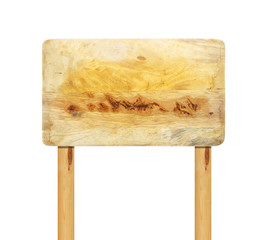 Wooden sign hanging on a chain isolated on white