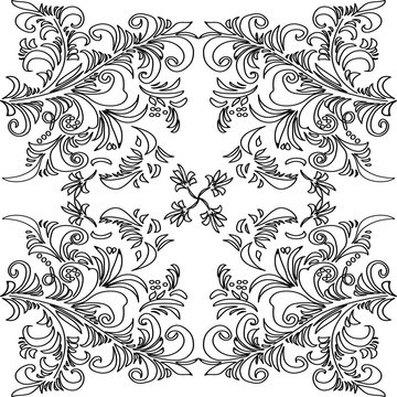 Vector Illustration. Monochrome Hand Drawn Ornament. Suitable for painting.