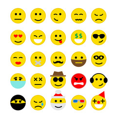 emoticons emoji smiley faces set isolated on white background