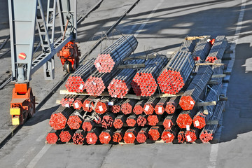 Stacked PVC and steel pipe