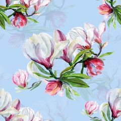 Fototapeta na wymiar Seamless pattern of flowers magnolia