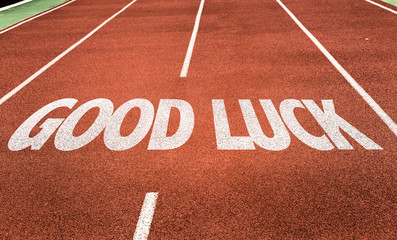 Good Luck written on running track
