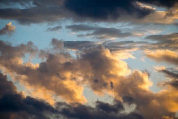 Orange and blue Navy cloud  in Evening Sky