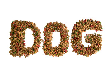 Dog Food Take shape to DOG Text  isolate on white background