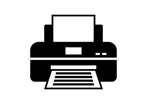 recommend clip art: Black printer icon on white background